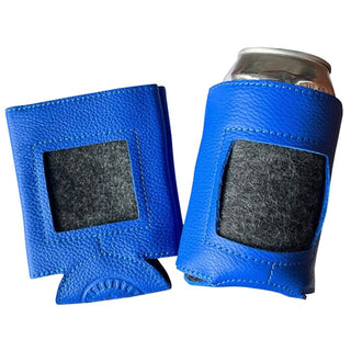 Leather Self Finishing Standard Can Cozy   Bright Blue Leather Goods Evergreen Needlepoint 
