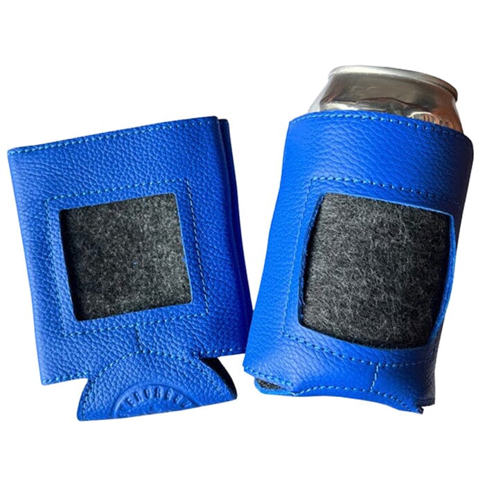 Leather Self Finishing Standard Can Cozy   Bright Blue Leather Goods Evergreen Needlepoint 
