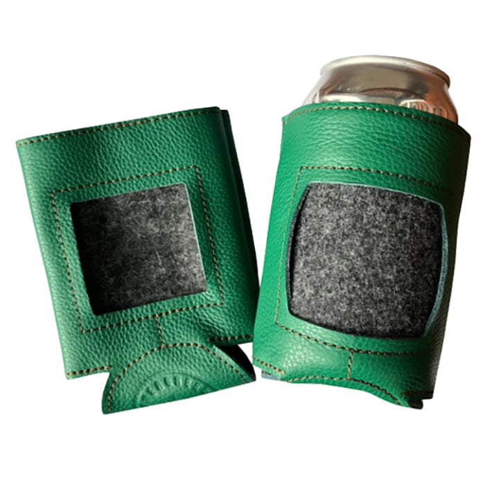 Leather Self-Finishing Standard Can Cozy - Grass Green Leather Goods Evergreen Needlepoint 