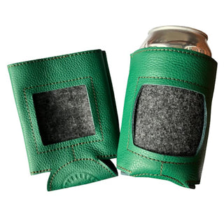Leather Self Finishing Standard Can Cozy   Grass Green Leather Goods Evergreen Needlepoint 
