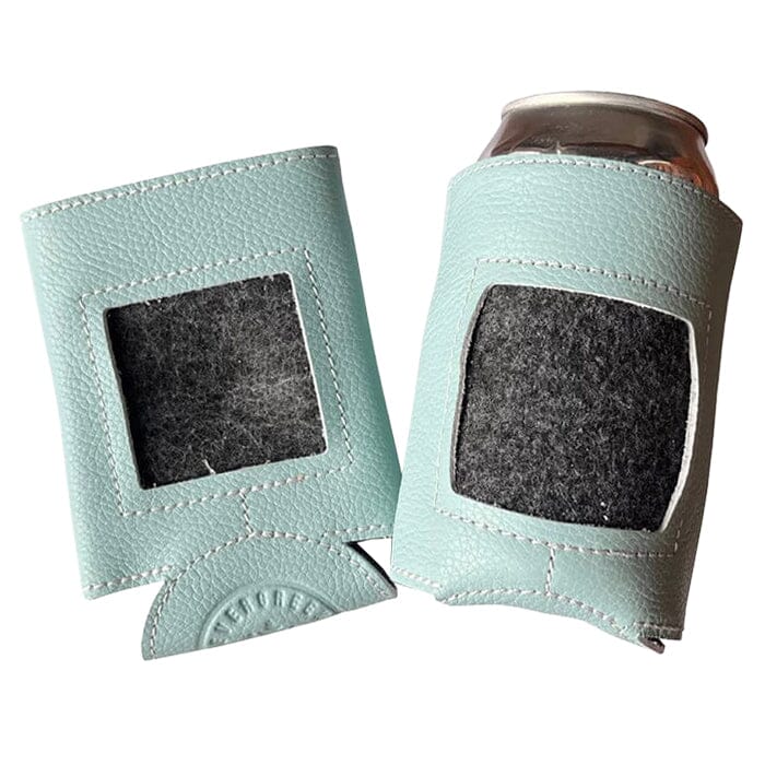 Leather Self Finishing Standard Can Cozy   Ice Blue Leather Goods Evergreen Needlepoint 
