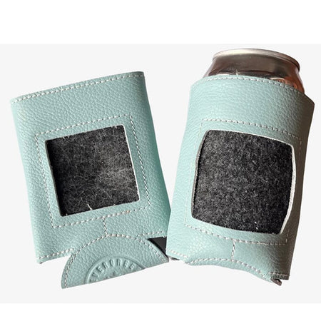 Leather Self-Finishing Standard Can Cozy - Ice Blue Leather Goods Evergreen Needlepoint 