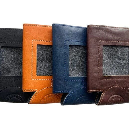 Leather Self-Finishing Standard Can Cozy Leather Goods Evergreen Needlepoint 