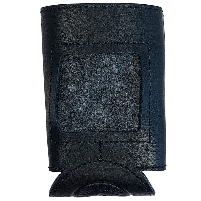 Leather Self-Finishing Standard Can Cozy Leather Goods Evergreen Needlepoint Black 