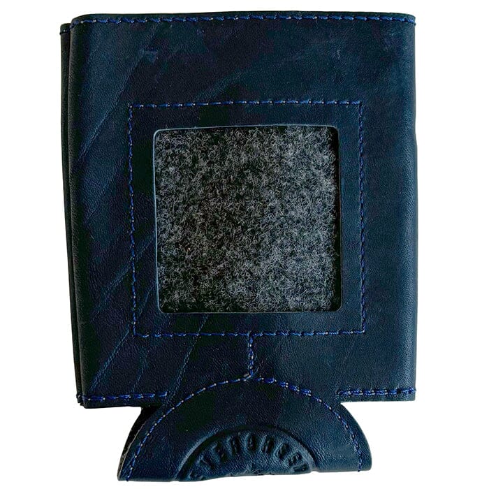 Leather Self-Finishing Standard Can Cozy - Navy Leather Goods Evergreen Needlepoint 