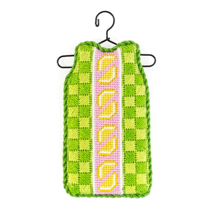 Lemon Checks Mini Shift with Stitch Guide Printed Canvas Two Sisters Needlepoint 
