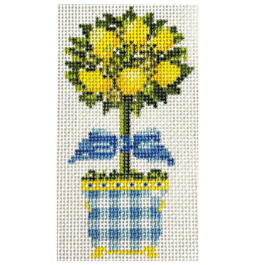 Lemon Topiary Ornament Painted Canvas Wipstitch Needleworks 