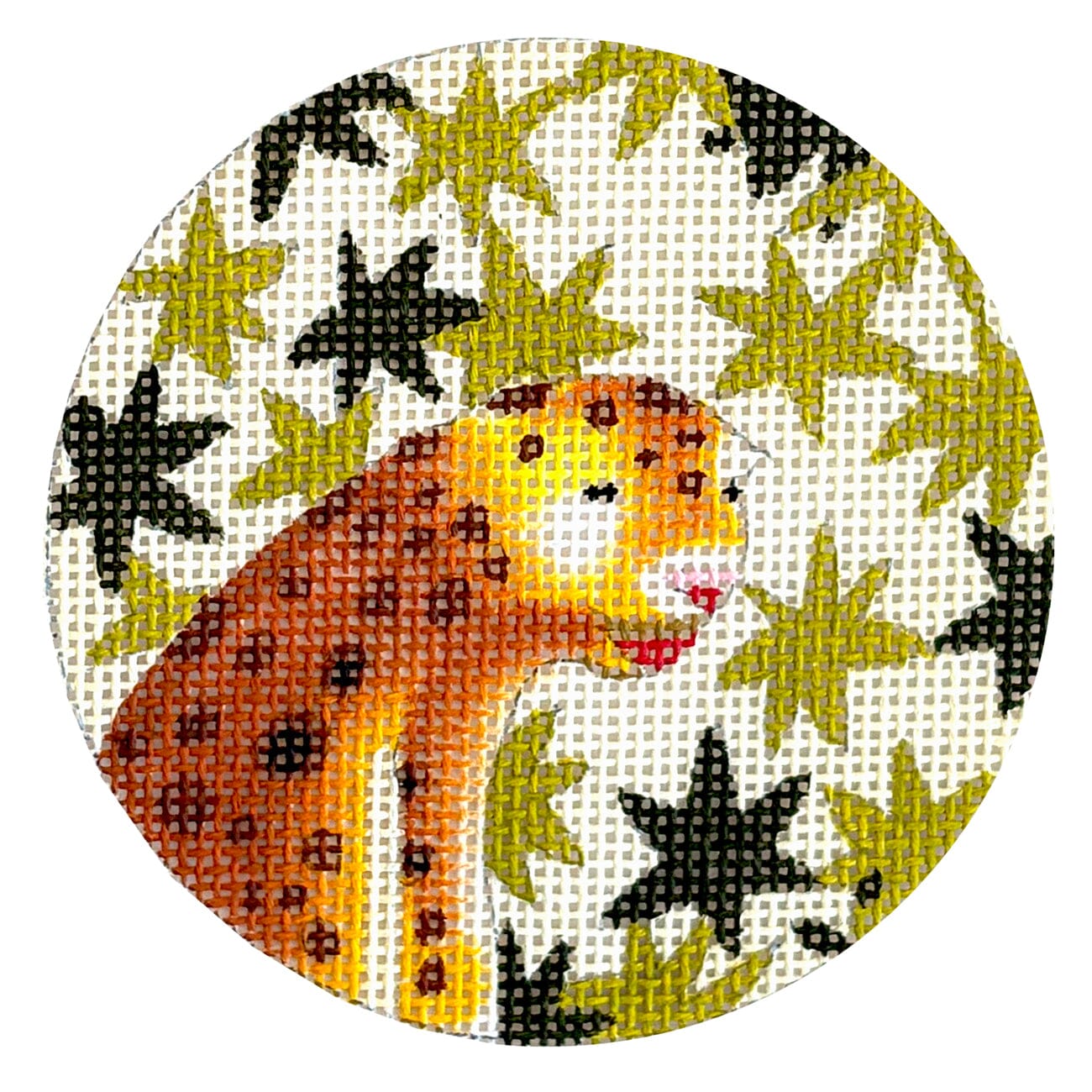 Leopard in Foliage Round Pendant Painted Canvas Colors of Praise  - 1