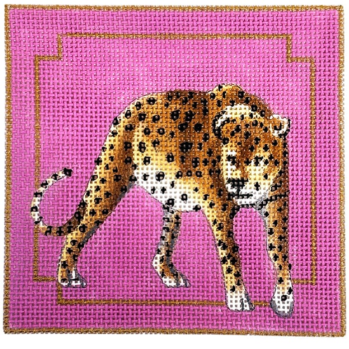 Leopard on Pink 4" Square Painted Canvas Colors of Praise 

