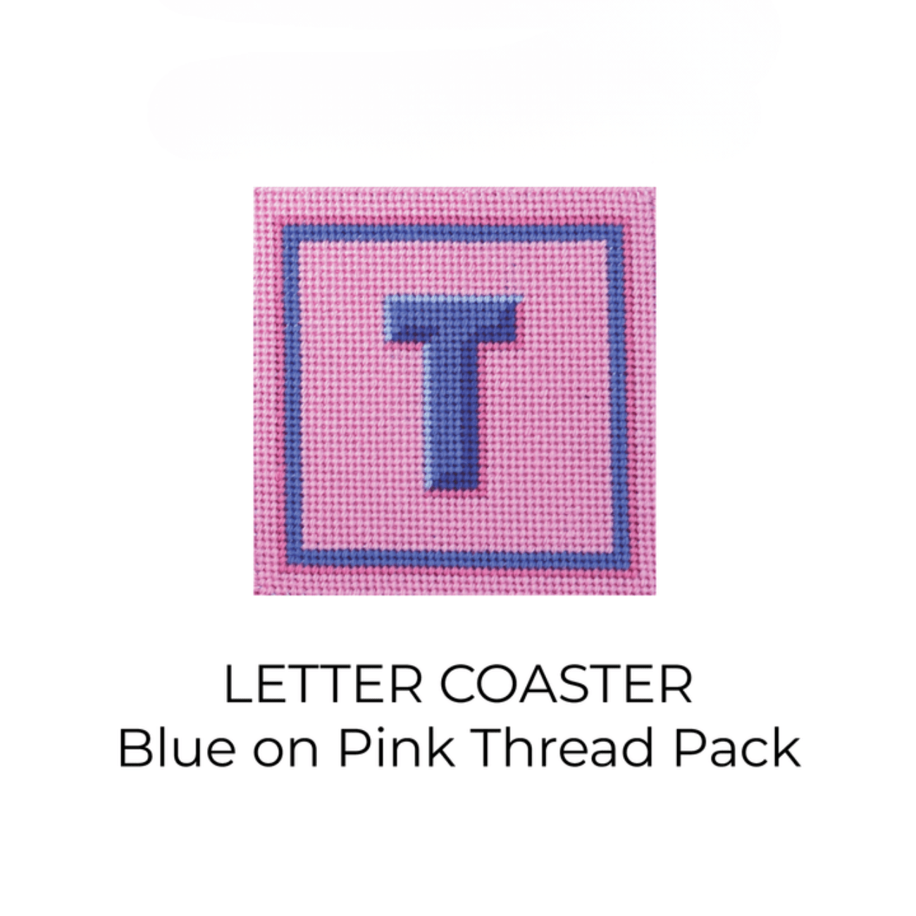 Letter Coaster   Blue on Pink Thread Pack Threads Needlepoint.Com  - 1