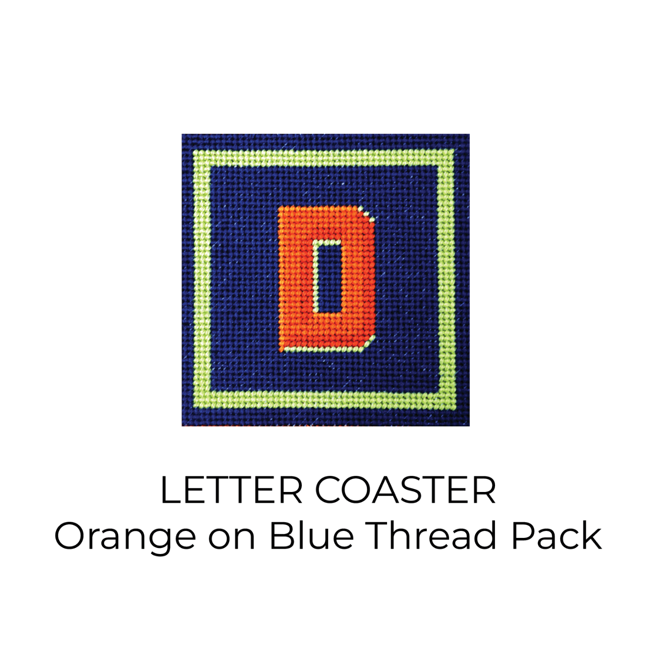 Letter Coaster   Orange on Blue Thread Pack Threads Needlepoint.Com  - 1