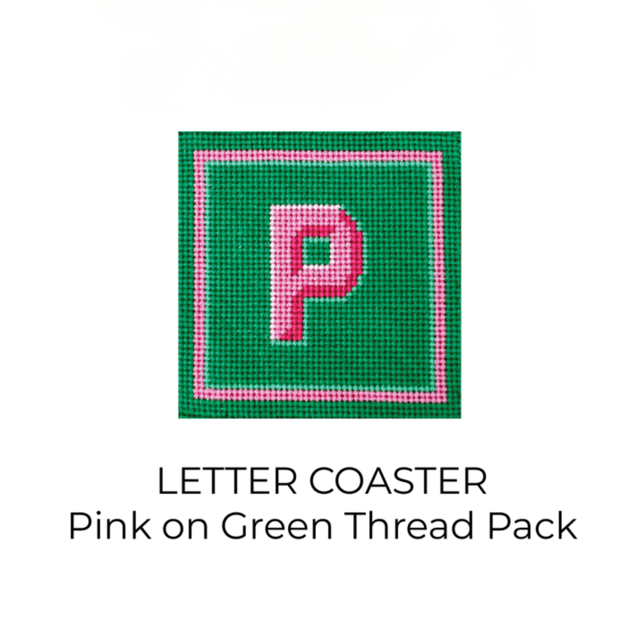 Letter Coaster   Pink on Green Thread Pack Threads Needlepoint.Com  - 1