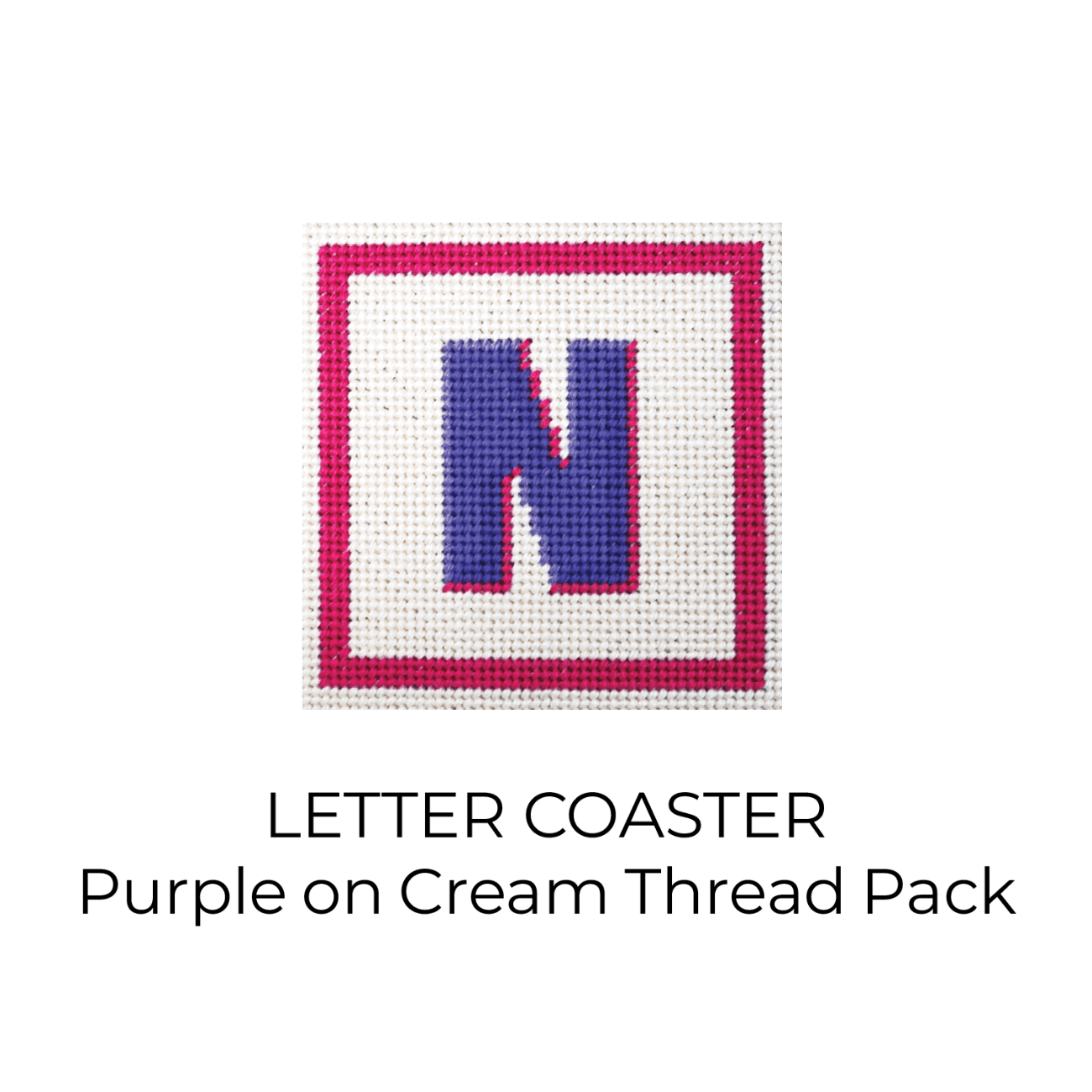 Letter Coaster   Purple on Cream Thread Pack Threads Needlepoint.Com  - 1