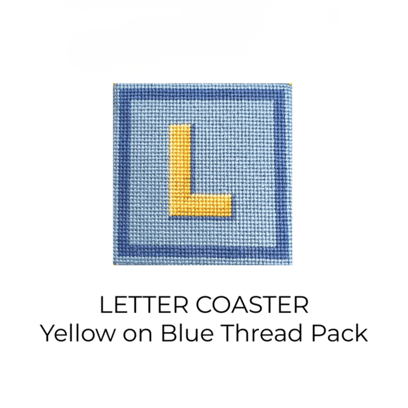 Letter Coaster   Yellow on Blue Thread Pack Threads Needlepoint.Com  - 1