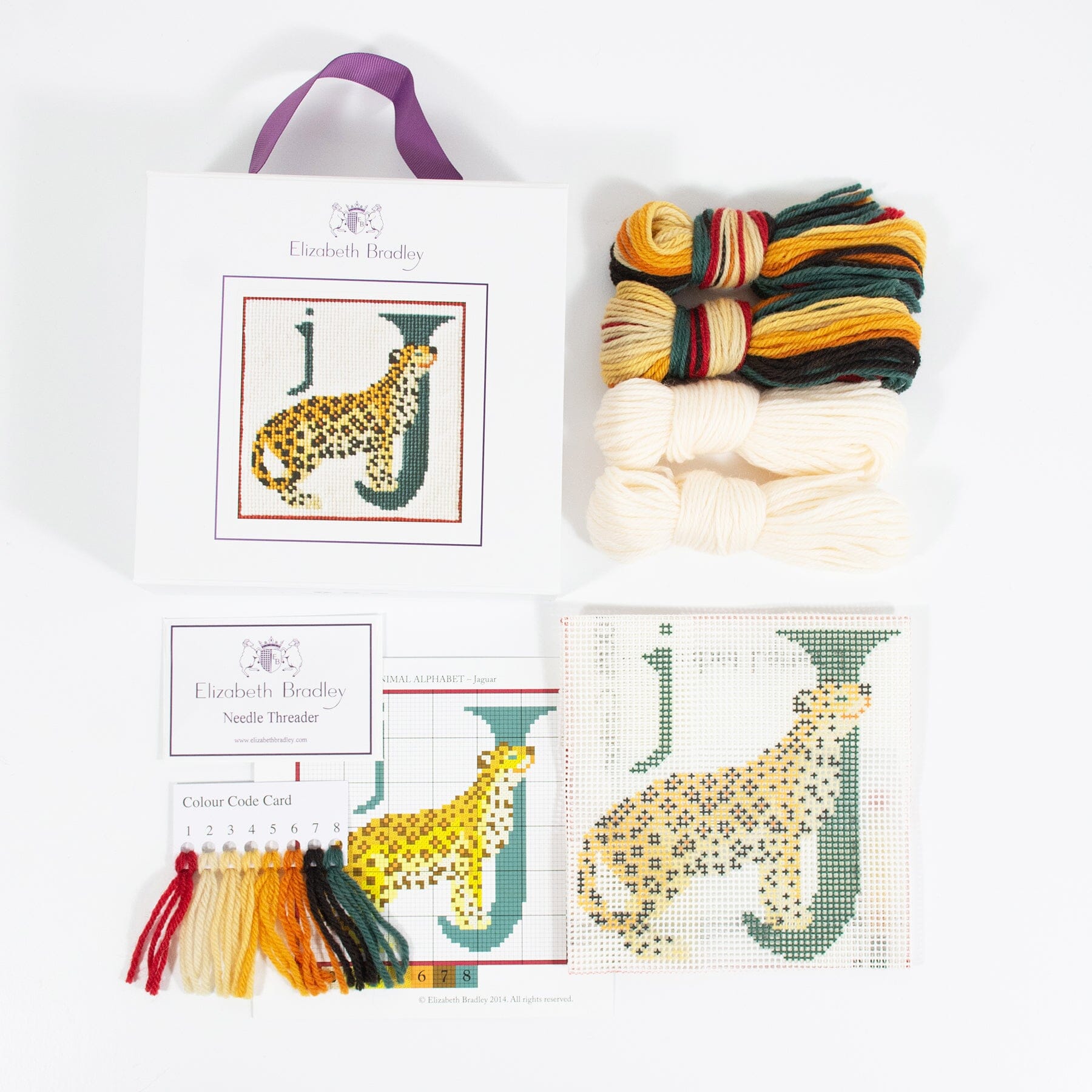 Letter J   Jaguar Needlepoint Kit Kits Elizabeth Bradley Design  - 1