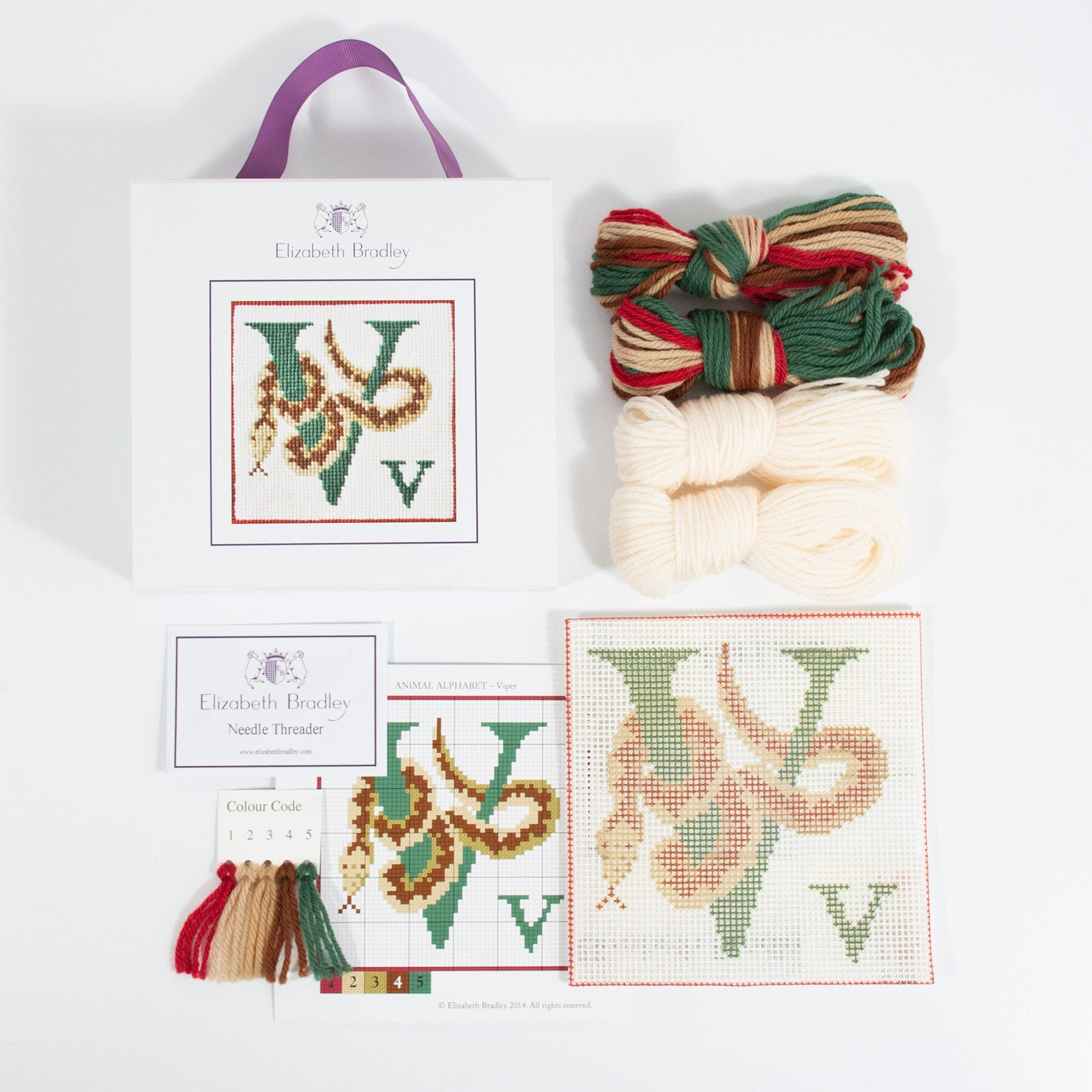 Letter V   Viper Needlepoint Kit Kits Elizabeth Bradley Design  - 1