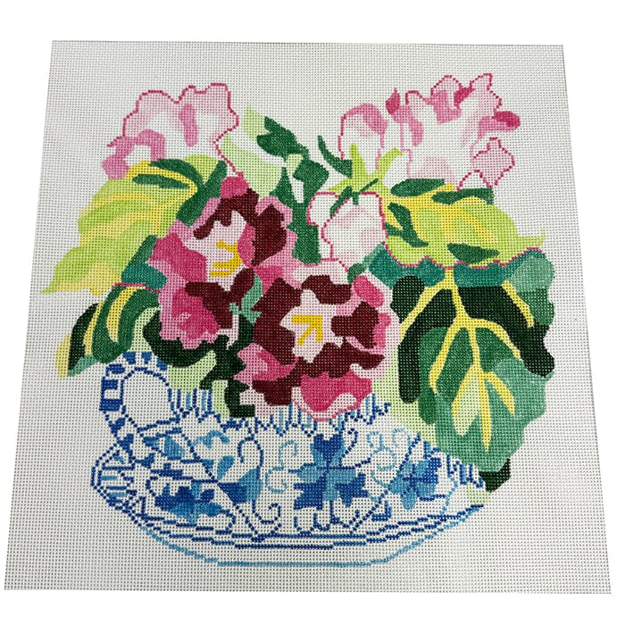 Lg. Teacup of Glorfinia Painted Canvas Jean Smith  - 1