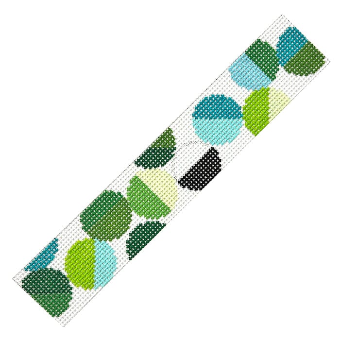 Libby Key Fob - Green Beads Painted Canvas Elizabeth Crane Swartz Designs 