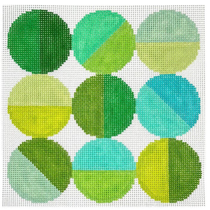 Libby Tic Tac Toe - Cool Greens Painted Canvas Elizabeth Crane Swartz Designs 