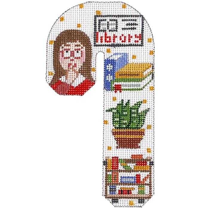 Librarian Candy Cane Painted Canvas Danji Designs 
