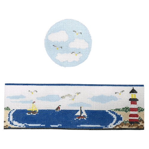 Light House hinged box with hardware Painted Canvas Funda Scully 
