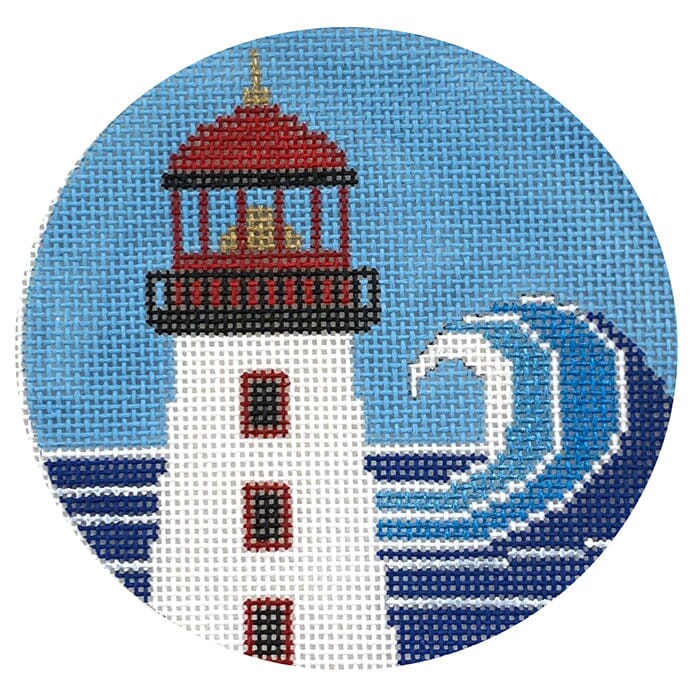 Lighthouse in Ocean Ornament Painted Canvas Danji Designs 