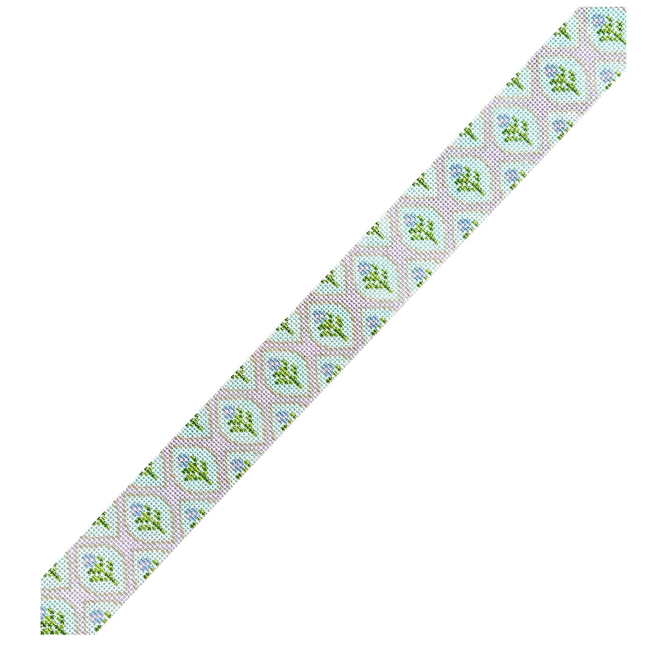 Lilac / Aqua Floral Bag Strap Painted Canvas POP Needle Arts  - 1