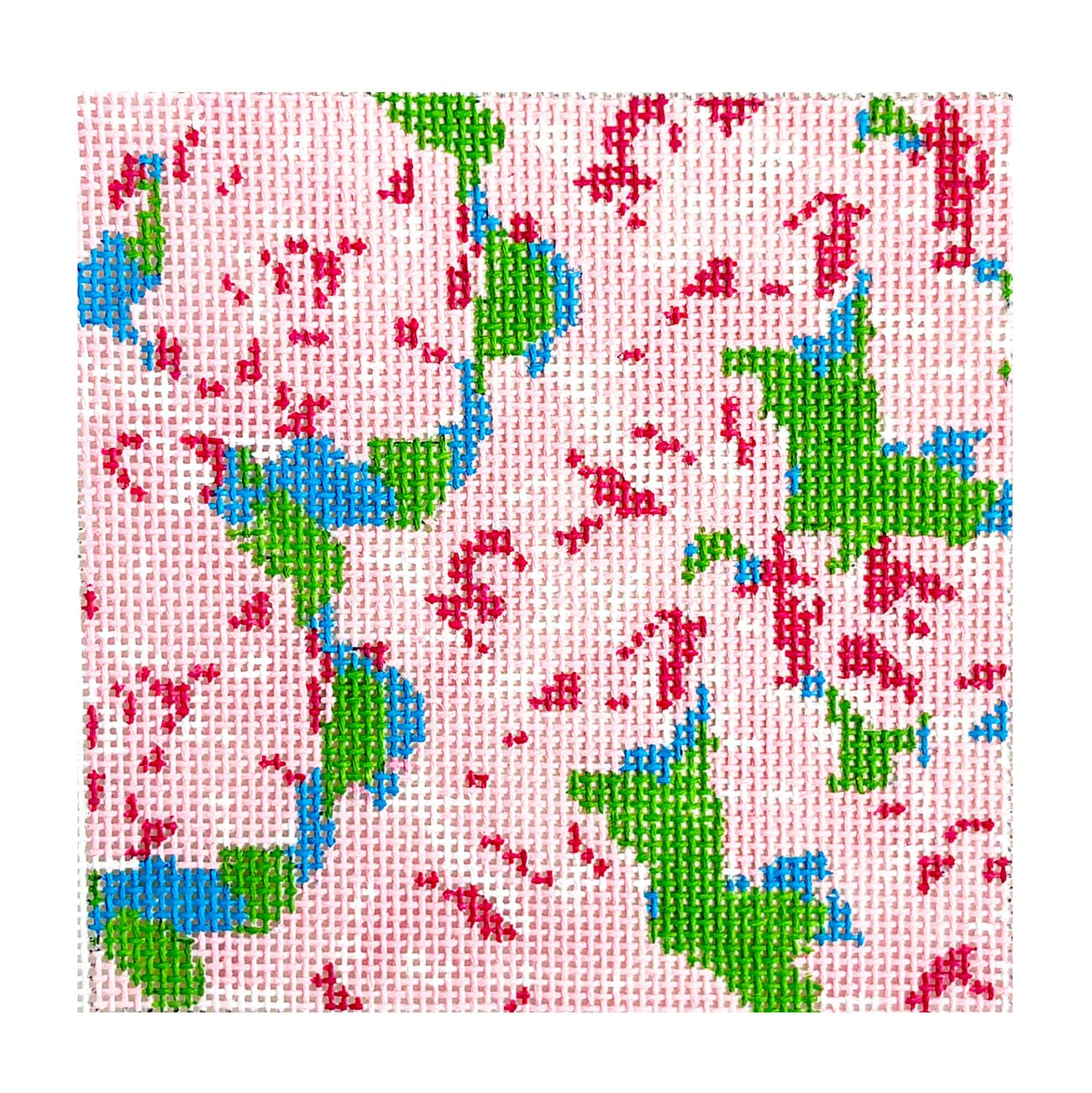 Lily Floral Coaster Painted Canvas Blue Waters Needlepoint  - 1