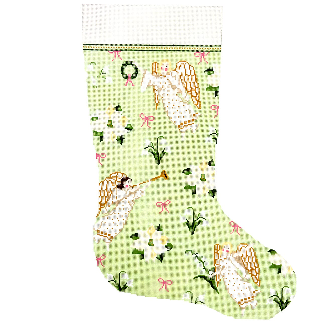 Lily of the Valley Stocking Painted Canvas Dogwood Needlepoint  - 1