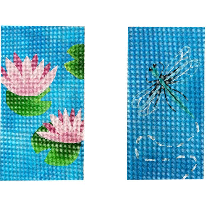 Lilypad & Dragonfly Eyeglass Case Painted Canvas Madeleine Elizabeth 