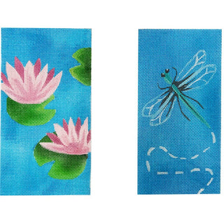 Lilypad & Dragonfly Eyeglass Case Painted Canvas Madeleine Elizabeth 

