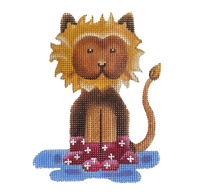 Lion in Rain Boots Painted Canvas Madeleine Elizabeth 