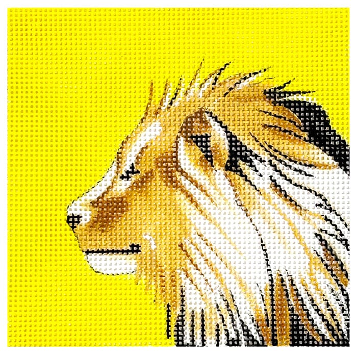 Lion on Yellow 4" Square Painted Canvas Colors of Praise 
