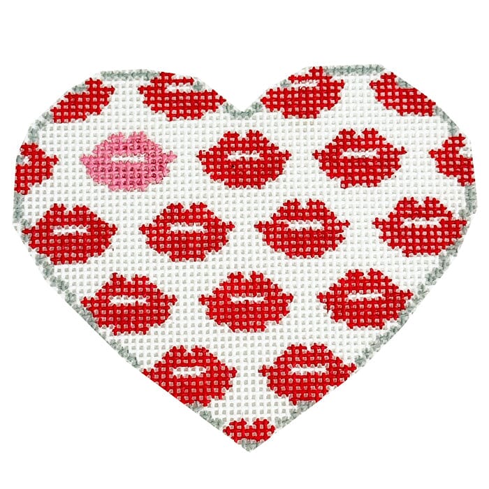 Lips & Kisses Heart - Red Painted Canvas Atlantic Blue Canvas 