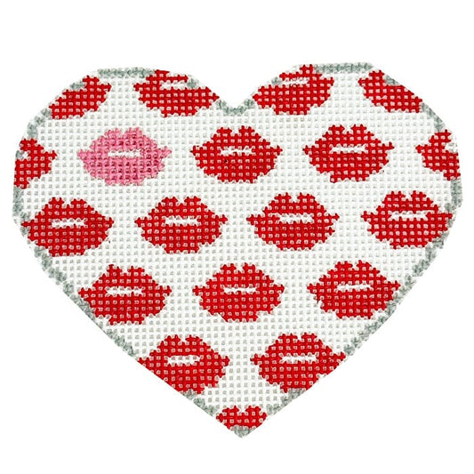 Lips & Kisses Heart - Red Painted Canvas Atlantic Blue Canvas 