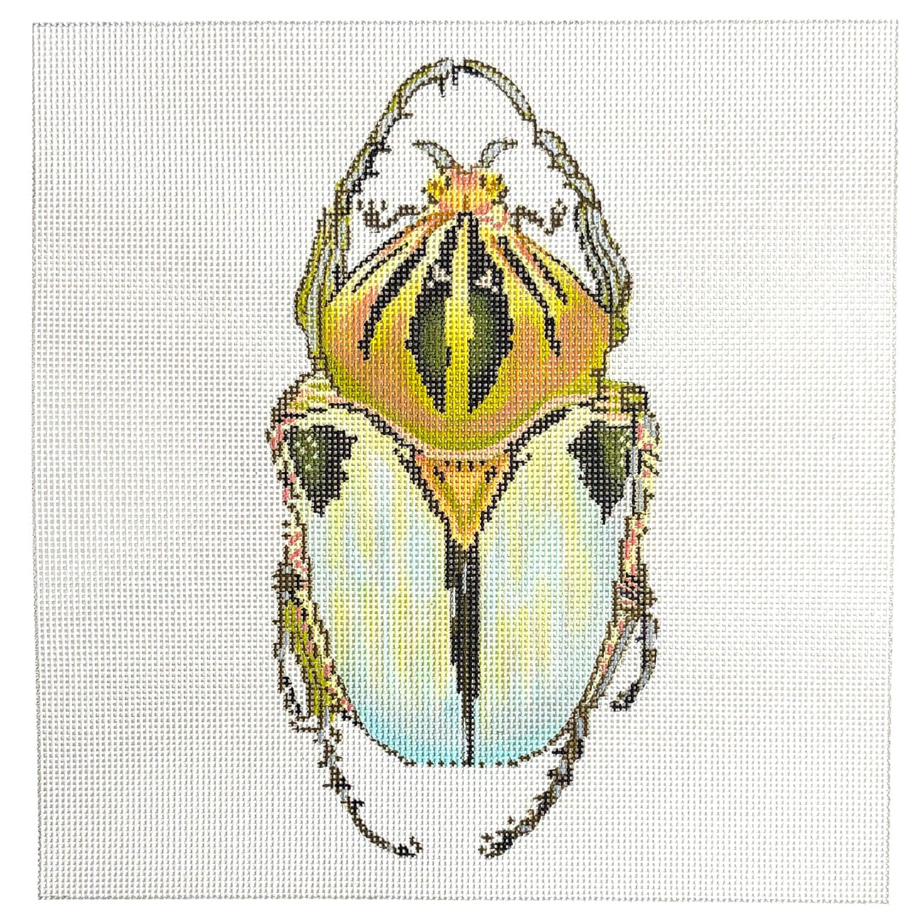 Little Bugs   White & Gold Painted Canvas The Meredith Collection  - 1