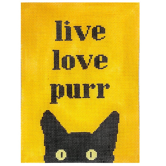 Live Love Purr Painted Canvas Eye Candy Needleart 