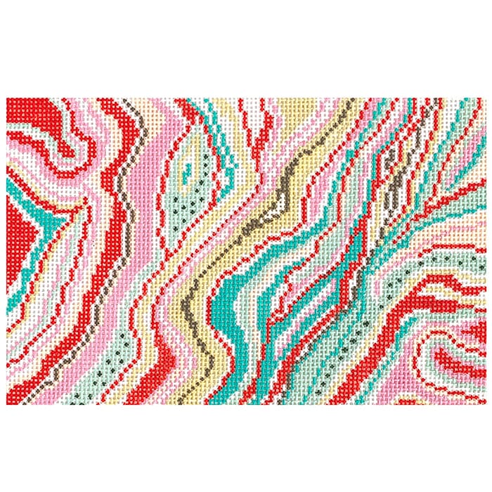 Living Coral Clutch Painted Canvas Doolittle Stitchery  - 1