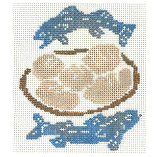 Loaves and Fishes Painted Canvas Atlantic Blue Canvas 
