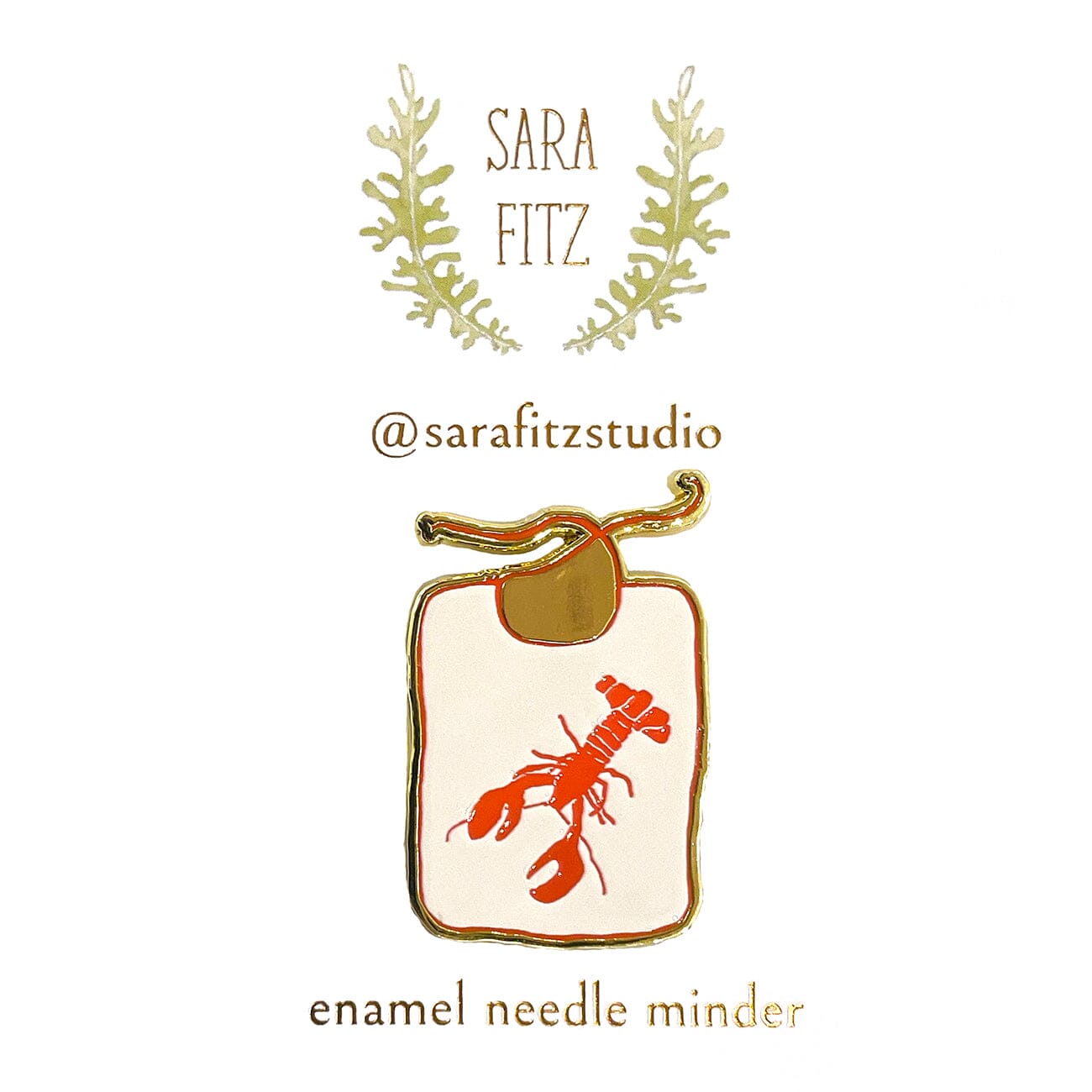 Lobster Bib Needle Minder Accessories Sara Fitz Studio  - 1