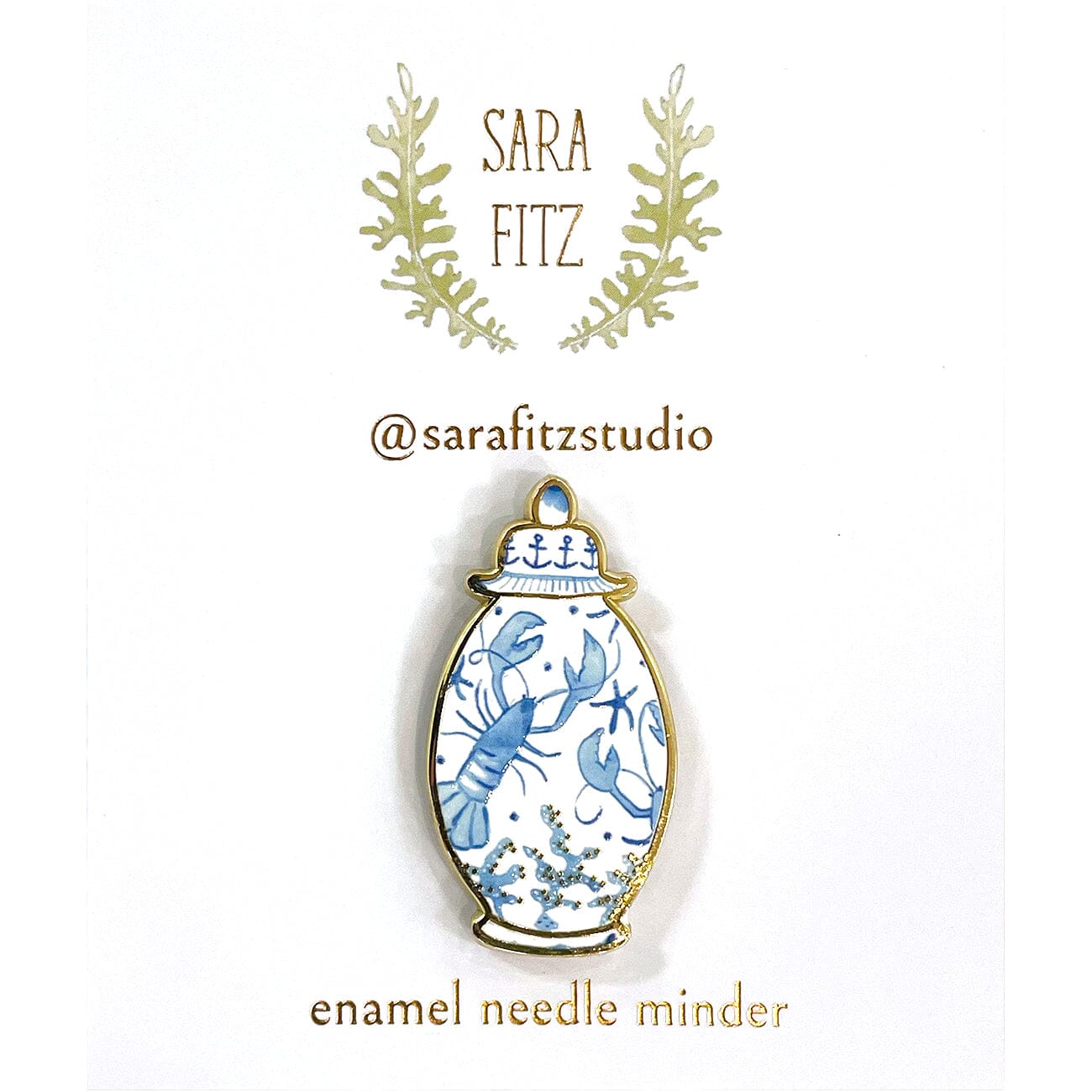Lobster Ginger Jar Needle Minder Accessories Sara Fitz Studio  - 1