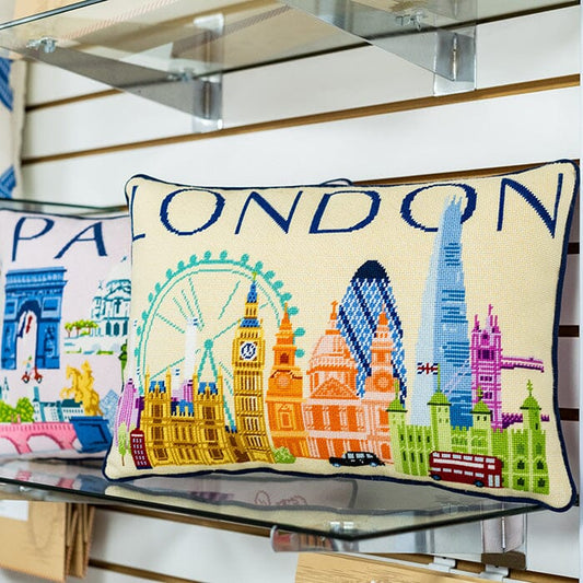 London Travel Pillow Canvas Printed Canvas Needlepoint To Go 
