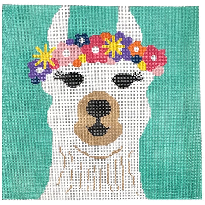 Lorelai the Llama Painted Canvas Stitch Rock Designs  - 1