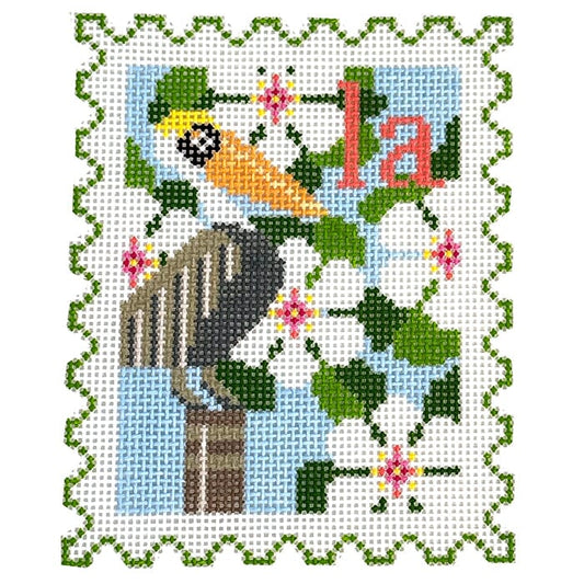 Louisiana State Bird & Flower Stamp Painted Canvas Wipstitch Needleworks 
