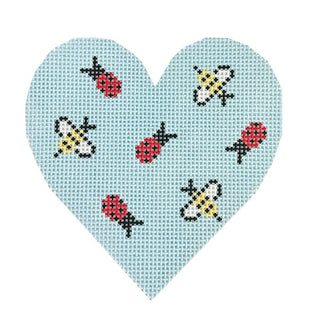 Love Bug Heart on 13 Painted Canvas Goodpoint Needlepoint 
