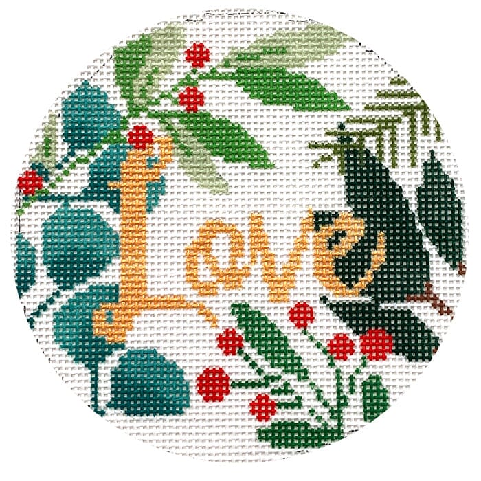 Love Ornament White & Gold Painted Canvas Laura Love Designs 