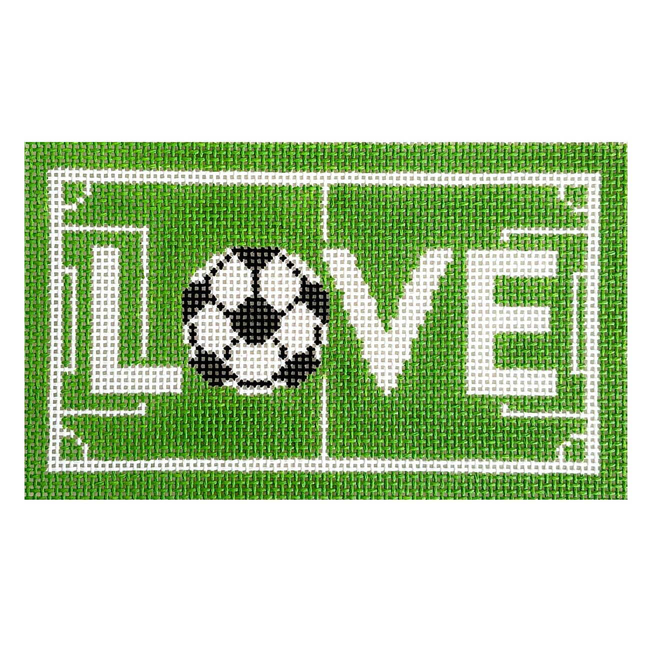 LOVE Soccer on Green Painted Canvas Love MHB Studio  - 1