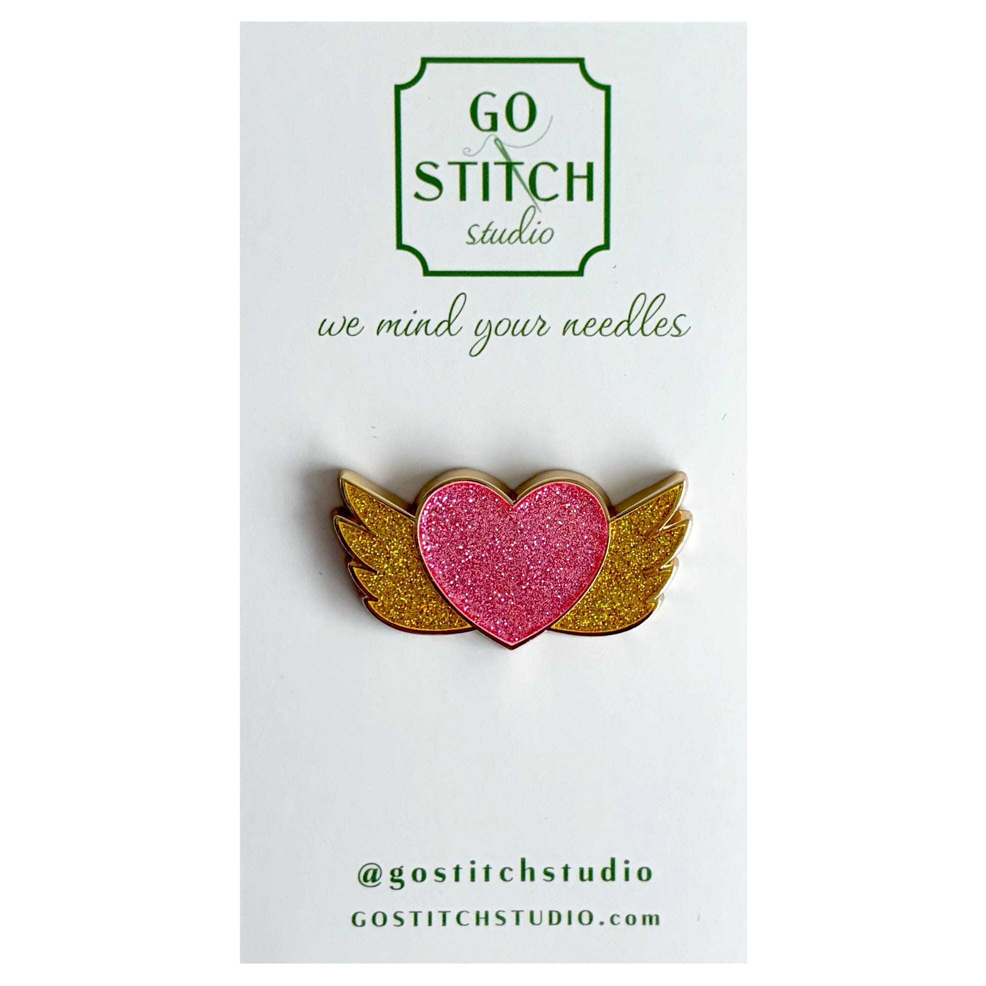 Love Wings Needle Minder   Pink and Gold Accessories Go Stitch Studio  - 1