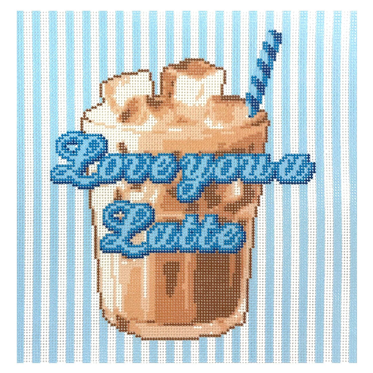 Love You A Latte Painted Canvas Lucky Lotus Needlepoint  - 1