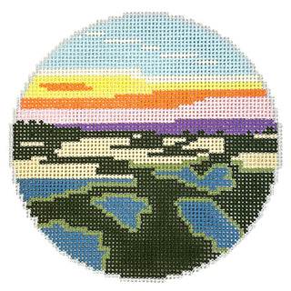 Low Country Marsh Round Painted Canvas atlan 
